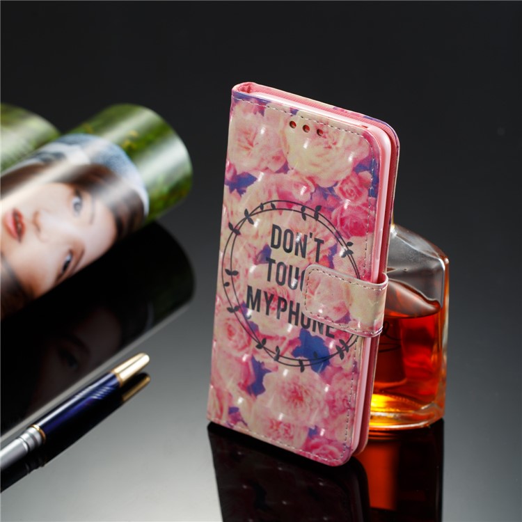 Patterned PU Leather Stand Cell Phone Case for Samsung Galaxy S9 - Flower and Quote-8