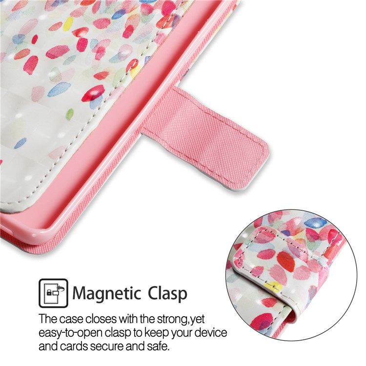Patterned PU Leather Wallet Protective Case for Samsung Galaxy S9 - Colored Flower Petals-3