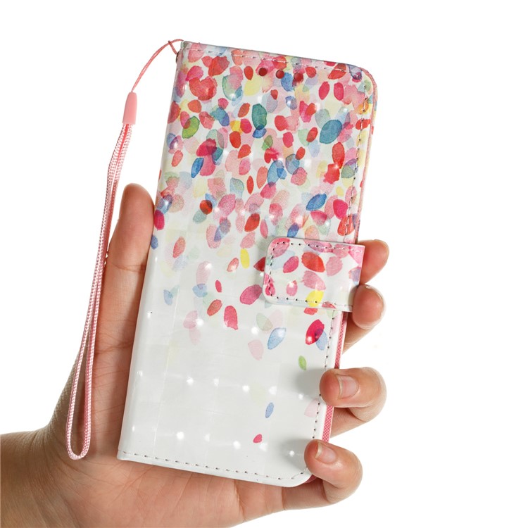 Patterned PU Leather Wallet Protective Case for Samsung Galaxy S9 - Colored Flower Petals-4
