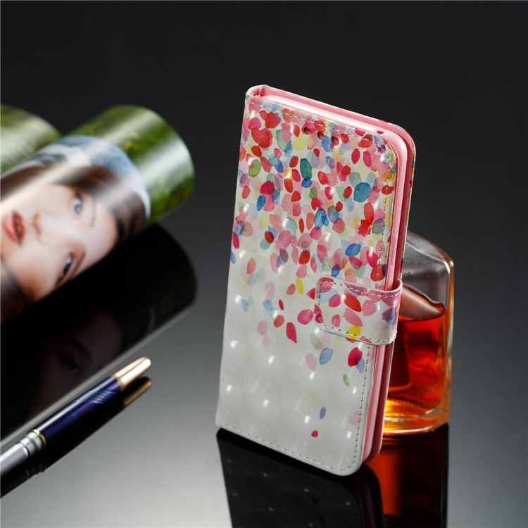 Patterned PU Leather Wallet Protective Case for Samsung Galaxy S9 - Colored Flower Petals-8