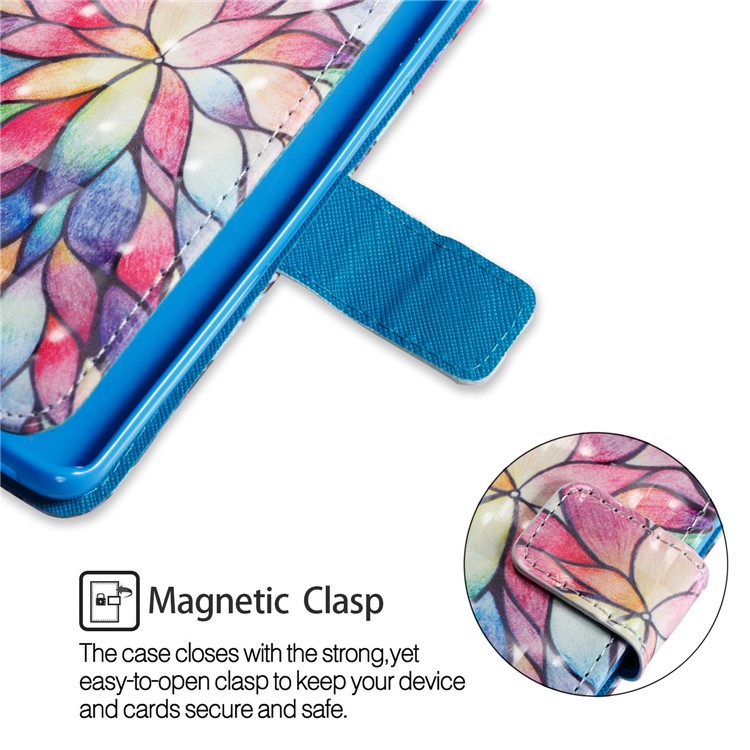 Patterned PU Leather Wallet Case Mobile Accessory for Samsung Galaxy S9 - Colorful Blossom-6