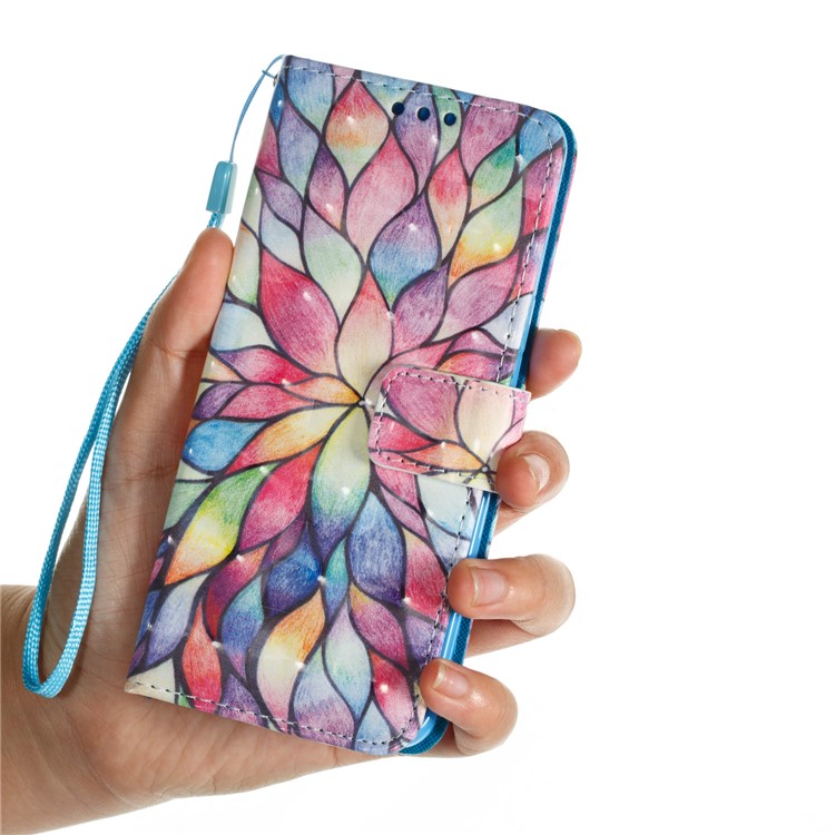 Patterned PU Leather Wallet Case Mobile Accessory for Samsung Galaxy S9 - Colorful Blossom-7