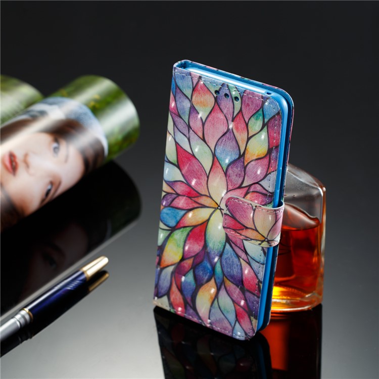 Patterned PU Leather Wallet Case Mobile Accessory for Samsung Galaxy S9 - Colorful Blossom-8