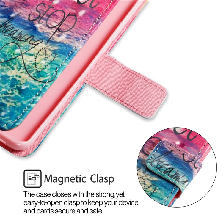 Pattern Printing PU Leather Wallet Stand Case for Samsung Galaxy S9 - Dream Catcher and Quote-5
