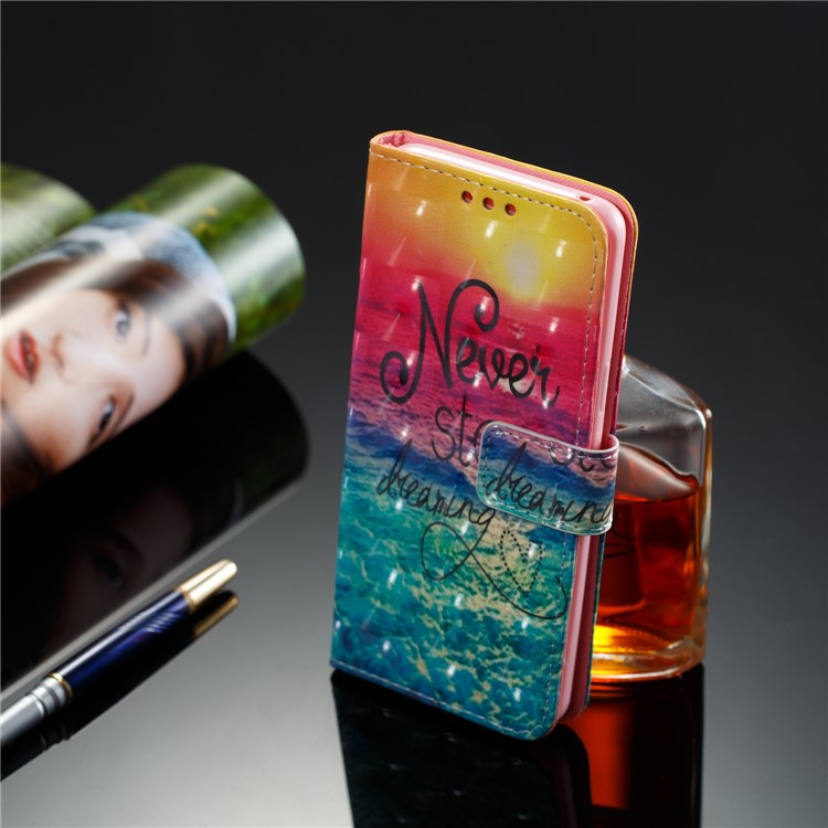 Pattern Printing PU Leather Wallet Stand Case for Samsung Galaxy S9 - Dream Catcher and Quote-7