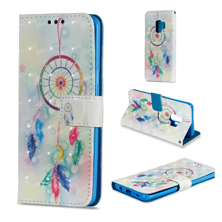 Pattern Printing PU Leather Wallet Stand Mobile Cover for Samsung Galaxy S9 - Colorful Dream Catcher-1