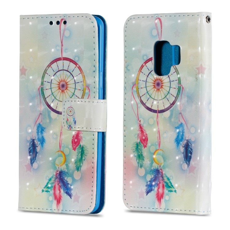 Pattern Printing PU Leather Wallet Stand Mobile Cover for Samsung Galaxy S9 - Colorful Dream Catcher-2