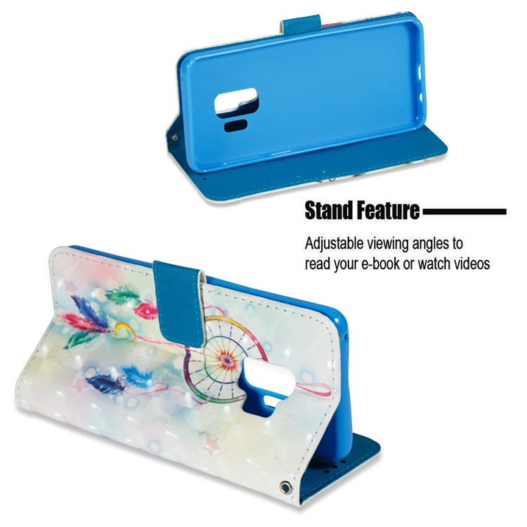 Pattern Printing PU Leather Wallet Stand Mobile Cover for Samsung Galaxy S9 - Colorful Dream Catcher-4