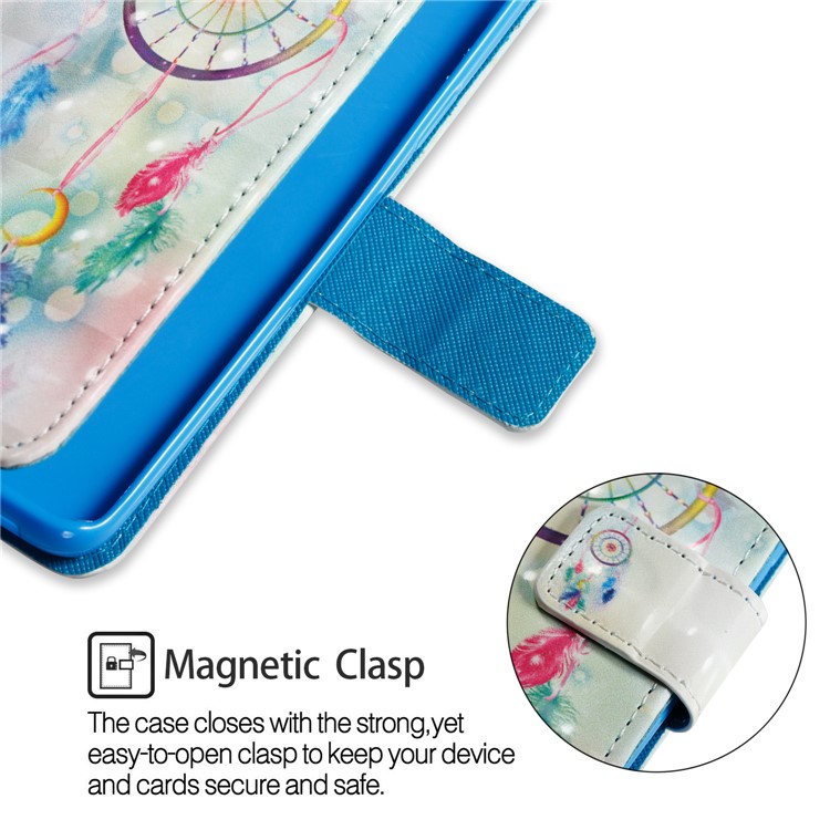Pattern Printing PU Leather Wallet Stand Mobile Cover for Samsung Galaxy S9 - Colorful Dream Catcher-6