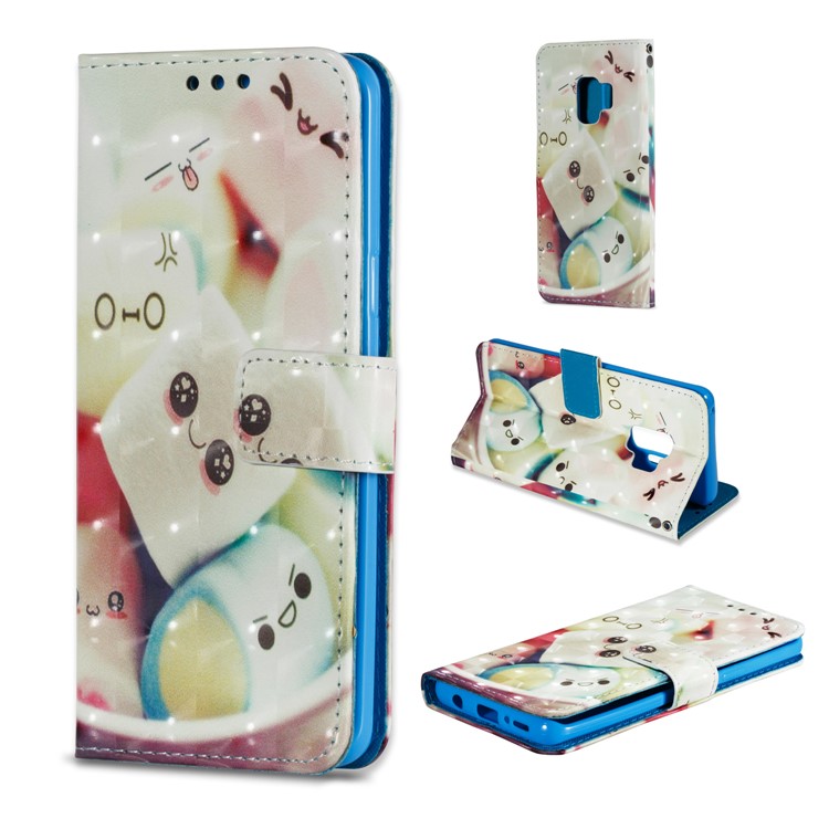 Pattern Printing PU Leather Stand Shell for Samsung Galaxy S9 - Cartoon Marshmallow-1