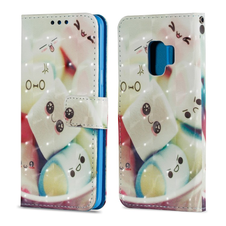Pattern Printing PU Leather Stand Shell for Samsung Galaxy S9 - Cartoon Marshmallow-2