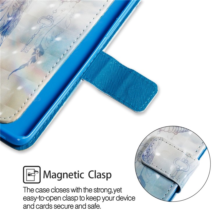 Pattern Printing PU Leather Wallet Flip Case for Samsung Galaxy S9 - Blue Dream Catcher-6