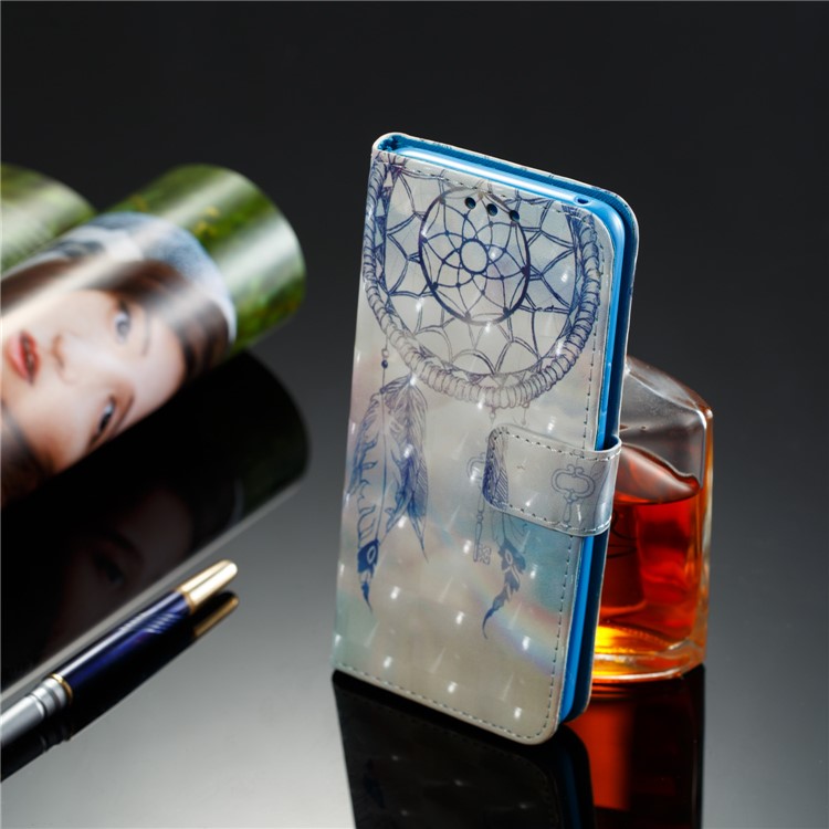 Pattern Printing PU Leather Wallet Flip Case for Samsung Galaxy S9 - Blue Dream Catcher-8