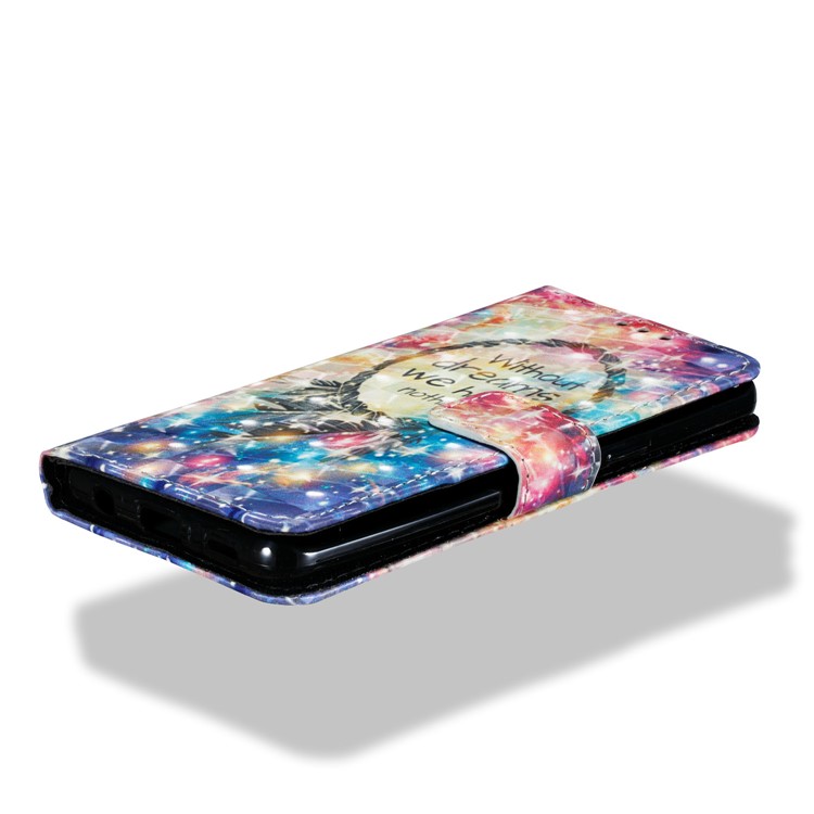 Pattern Printing PU Leather Wallet Phone Casing for Samsung Galaxy S9 - Wind Chime and Quote-3