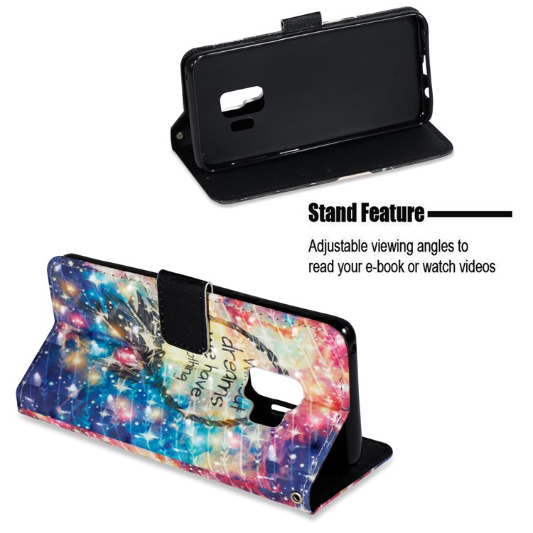 Pattern Printing PU Leather Wallet Phone Casing for Samsung Galaxy S9 - Wind Chime and Quote-4