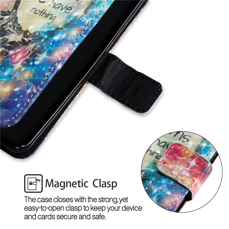 Pattern Printing PU Leather Wallet Phone Casing for Samsung Galaxy S9 - Wind Chime and Quote-6