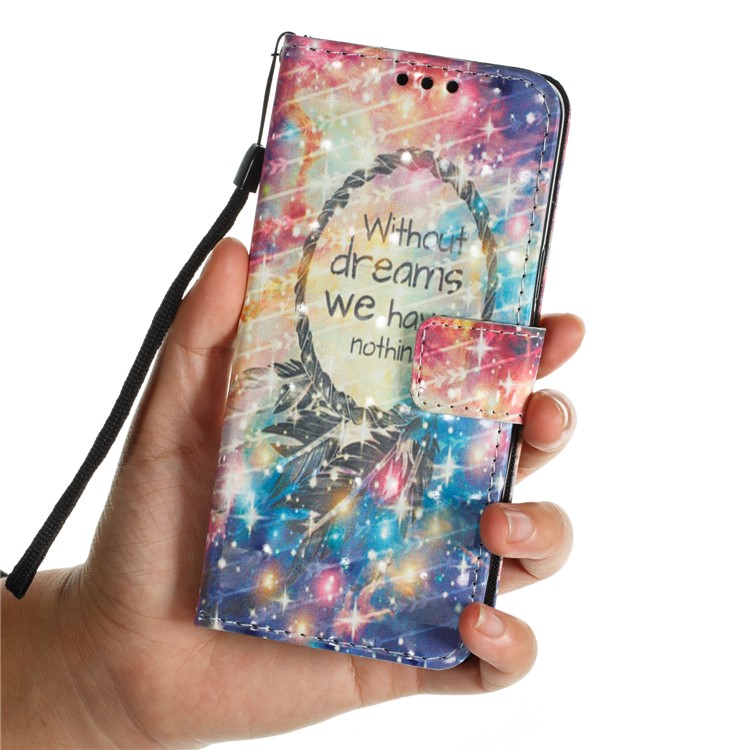 Pattern Printing PU Leather Wallet Phone Casing for Samsung Galaxy S9 - Wind Chime and Quote-7