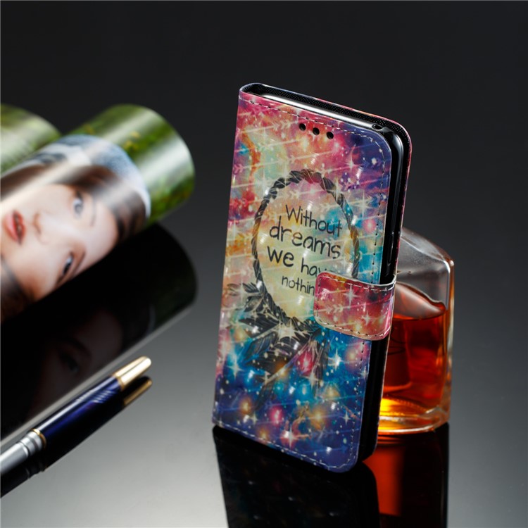 Pattern Printing PU Leather Wallet Phone Casing for Samsung Galaxy S9 - Wind Chime and Quote-8