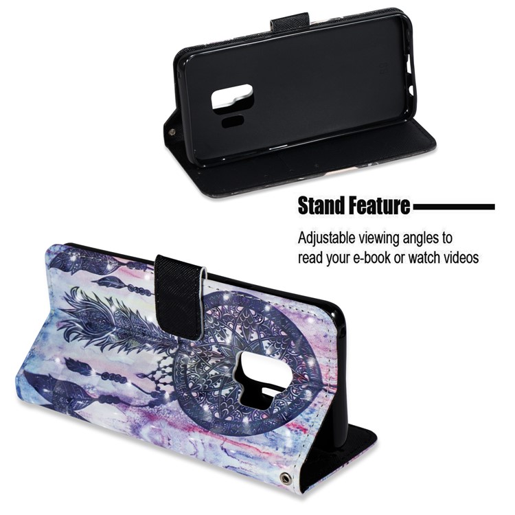 Pattern Printing PU Leather Stand Protective Case for Samsung Galaxy S9 - Unique Windbell-4