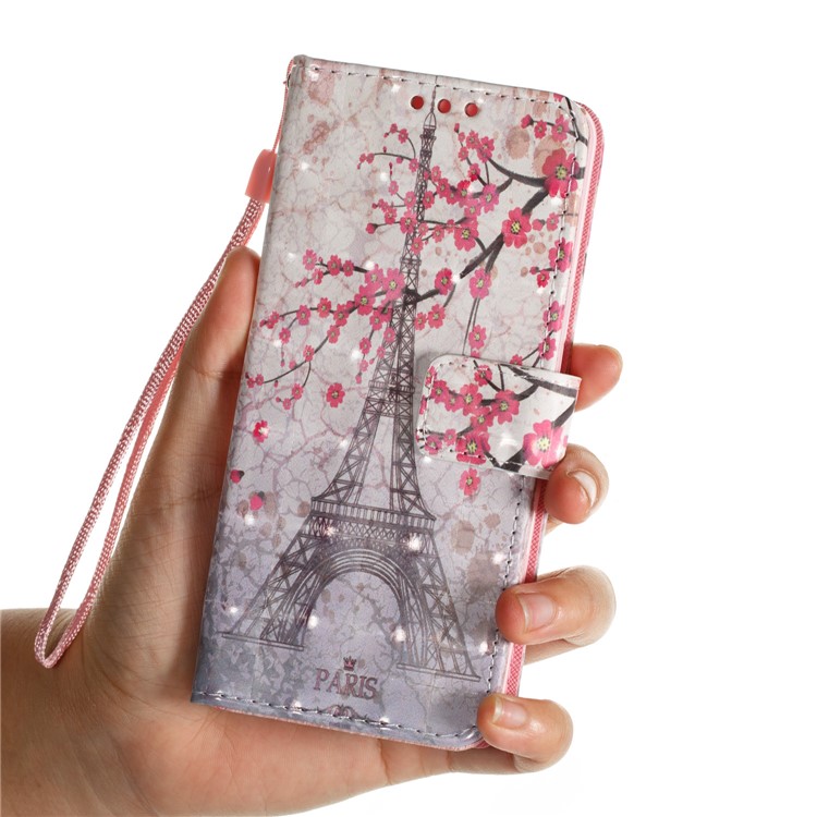 Pattern Printing Leather Wallet Stand Case for Samsung Galaxy S9 - Eiffel Tower and Plum Blossom-6