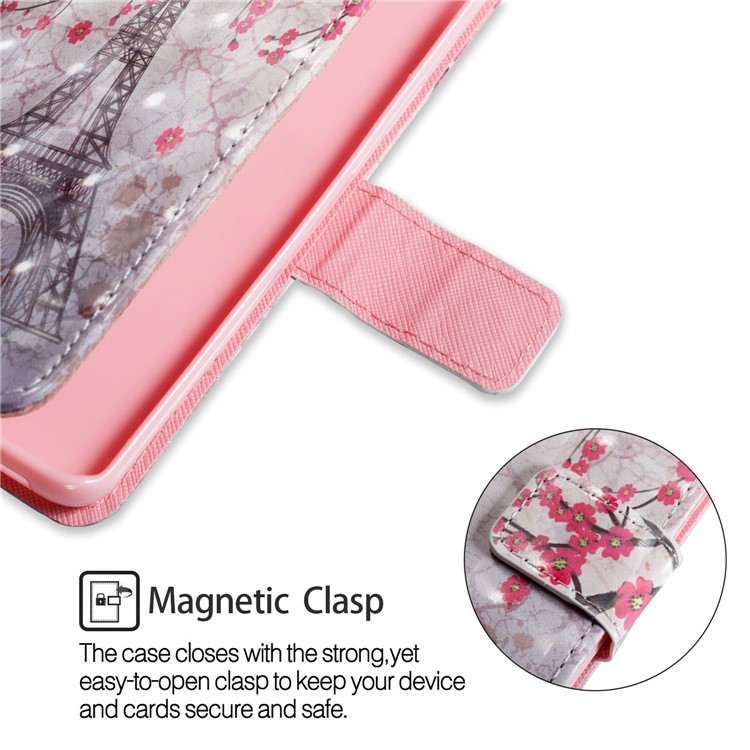 Pattern Printing Leather Wallet Stand Case for Samsung Galaxy S9 - Eiffel Tower and Plum Blossom-7