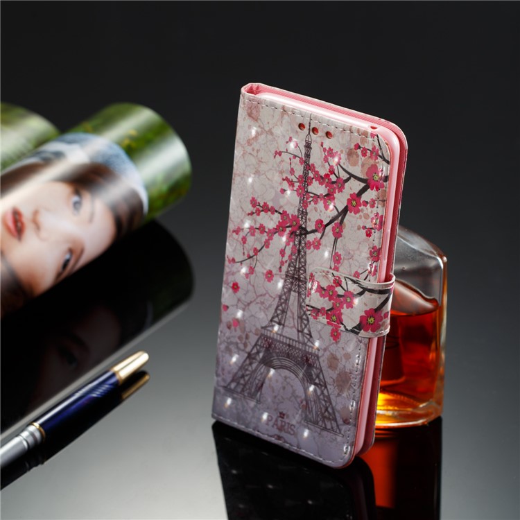 Pattern Printing Leather Wallet Stand Case for Samsung Galaxy S9 - Eiffel Tower and Plum Blossom-8