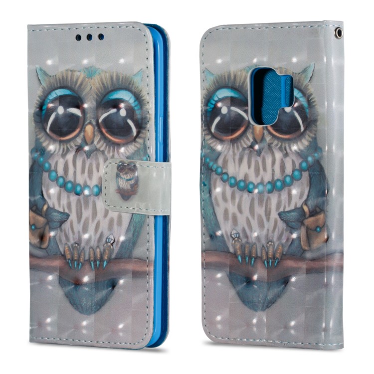 Pattern Printing Wallet Stand Leather Phone Cover for Samsung Galaxy S9 G960 - Adorable Owl-2