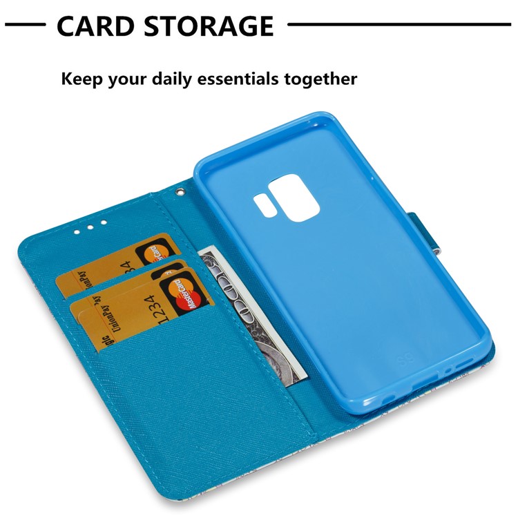 Pattern Printing Wallet Stand Leather Phone Cover for Samsung Galaxy S9 G960 - Adorable Owl-5