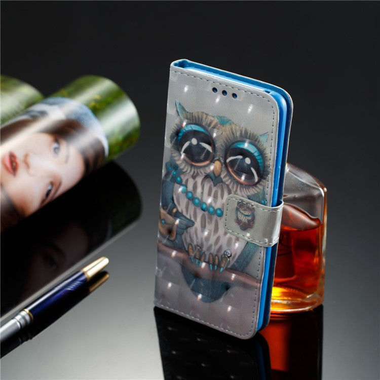 Pattern Printing Wallet Stand Leather Phone Cover for Samsung Galaxy S9 G960 - Adorable Owl-8