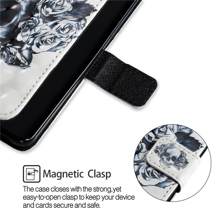 Patterned Protective Leather Phone Cover with Stand for Samsung Galaxy S9 G960 - Skull and Rose-6