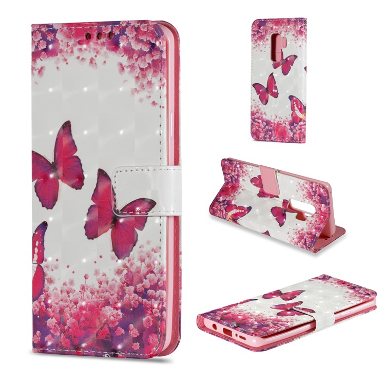 Pattern Printing Wallet Leather Stand Case for Samsung Galaxy S9 Plus G965 - Vivid Butterflies-1