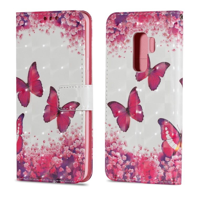 Pattern Printing Wallet Leather Stand Case for Samsung Galaxy S9 Plus G965 - Vivid Butterflies-2