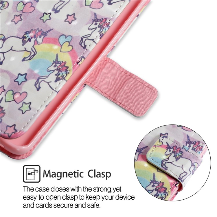 Pattern Printing Wallet Leather Stand Shell for Samsung Galaxy S9 Plus - Rainbow and Unicorn-5