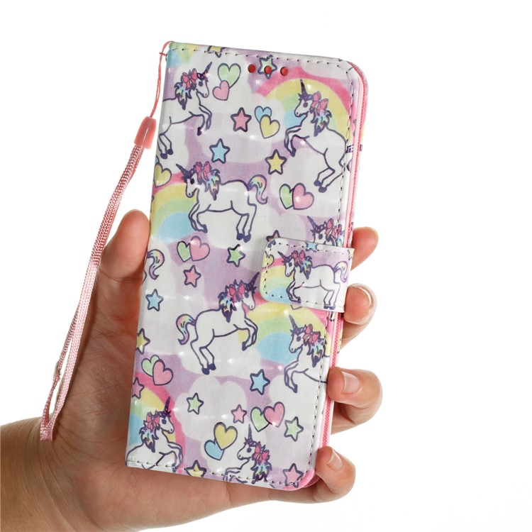 Pattern Printing Wallet Leather Stand Shell for Samsung Galaxy S9 Plus - Rainbow and Unicorn-6