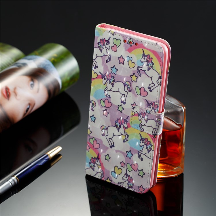 Pattern Printing Wallet Leather Stand Shell for Samsung Galaxy S9 Plus - Rainbow and Unicorn-7