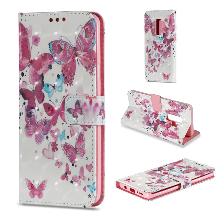 Pattern Printing Wallet Leather Stand Casing Cover for Samsung Galaxy S9 Plus - Butterflies Pattern-1