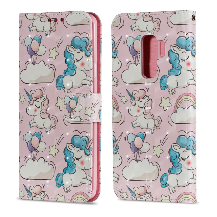 Pattern Printing Wallet Leather Stand Accessory Cover for Samsung Galaxy S9 Plus G965 - Cloud and Unicorn-2