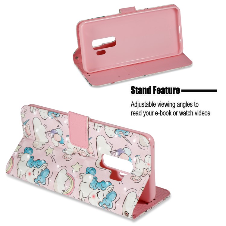 Pattern Printing Wallet Leather Stand Accessory Cover for Samsung Galaxy S9 Plus G965 - Cloud and Unicorn-4
