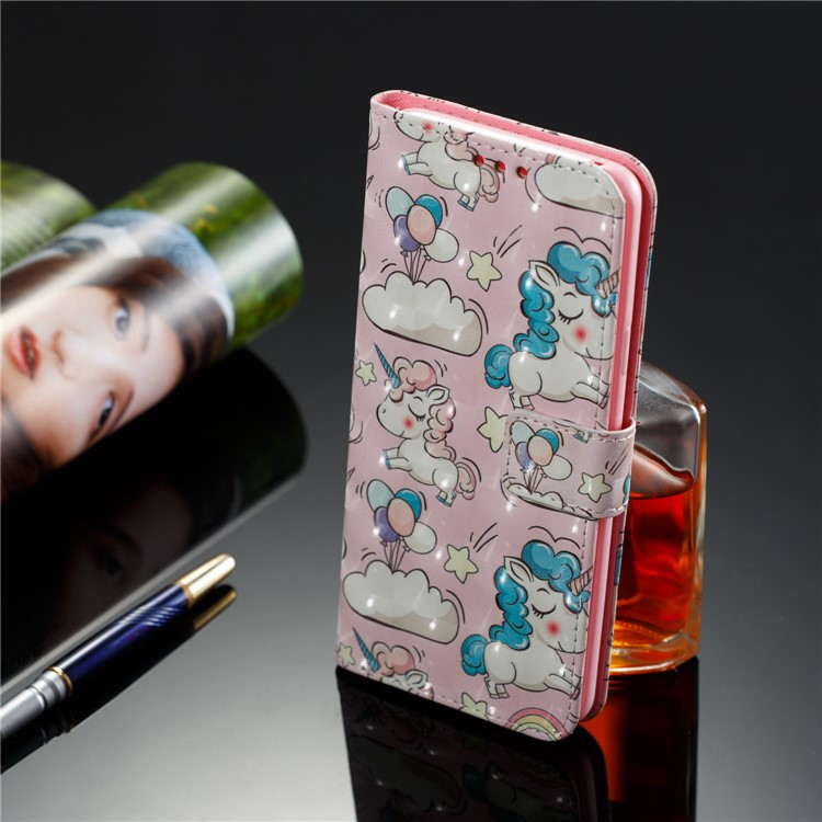 Pattern Printing Wallet Leather Stand Accessory Cover for Samsung Galaxy S9 Plus G965 - Cloud and Unicorn-7