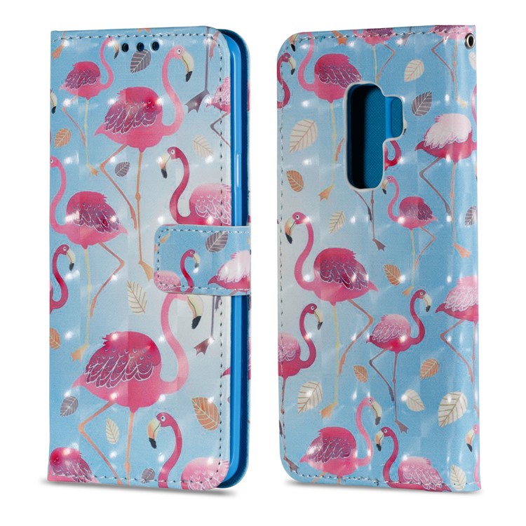 Pattern Printing Wallet Leather Stand Protection Cover for Samsung Galaxy S9 Plus - Flamingo-2