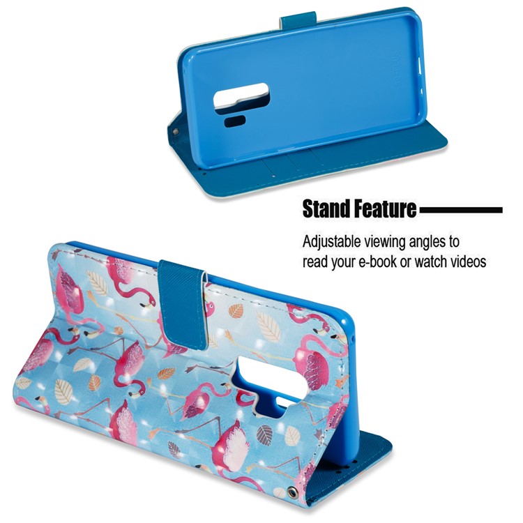 Pattern Printing Wallet Leather Stand Protection Cover for Samsung Galaxy S9 Plus - Flamingo-7
