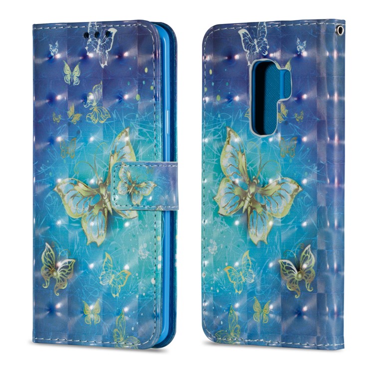 Pattern Printing Wallet Leather Stand Accessory Case for Samsung Galaxy S9 Plus - Gold Butterflies-2