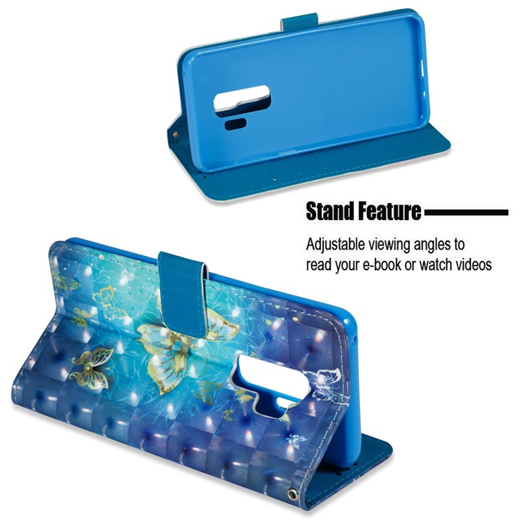 Pattern Printing Wallet Leather Stand Accessory Case for Samsung Galaxy S9 Plus - Gold Butterflies-4