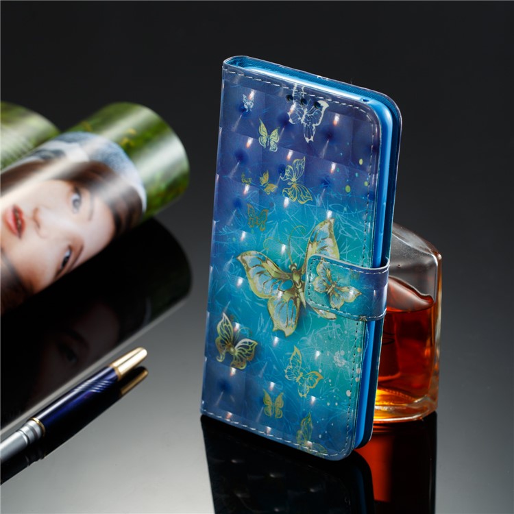 Pattern Printing Wallet Leather Stand Accessory Case for Samsung Galaxy S9 Plus - Gold Butterflies-8