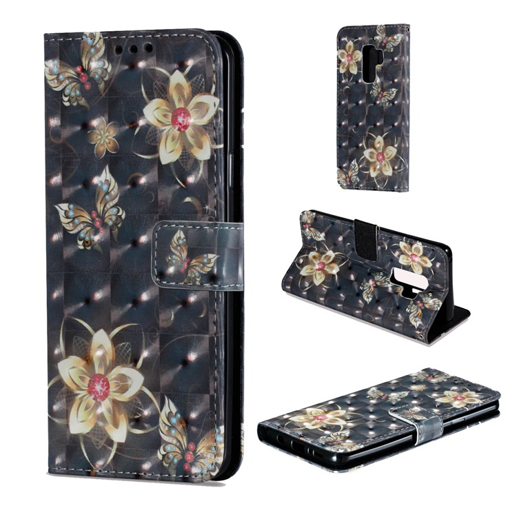 Pattern Printing Wallet Leather Stand Protection Shell for Samsung Galaxy S9 Plus - Flower and Butterfly-1
