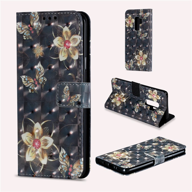 Pattern Printing Wallet Leather Stand Protection Shell for Samsung Galaxy S9 Plus - Flower and Butterfly-2