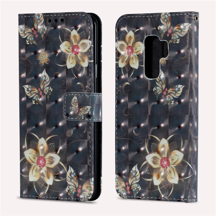Pattern Printing Wallet Leather Stand Protection Shell for Samsung Galaxy S9 Plus - Flower and Butterfly-3