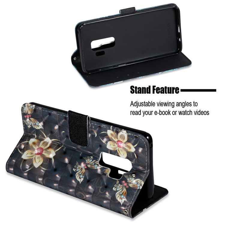Pattern Printing Wallet Leather Stand Protection Shell for Samsung Galaxy S9 Plus - Flower and Butterfly-5