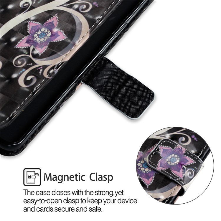 Patrón De Impresión Billetera Soporte De Cuero Cubierta Del Teléfono Para Samsung Galaxy S9 Plus - Flor Purpura-6