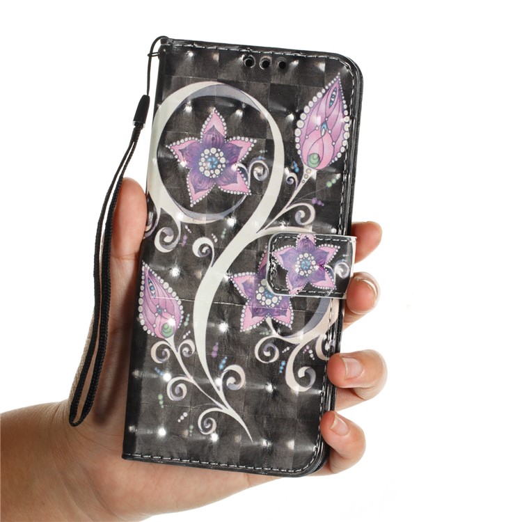 Patrón De Impresión Billetera Soporte De Cuero Cubierta Del Teléfono Para Samsung Galaxy S9 Plus - Flor Purpura-7